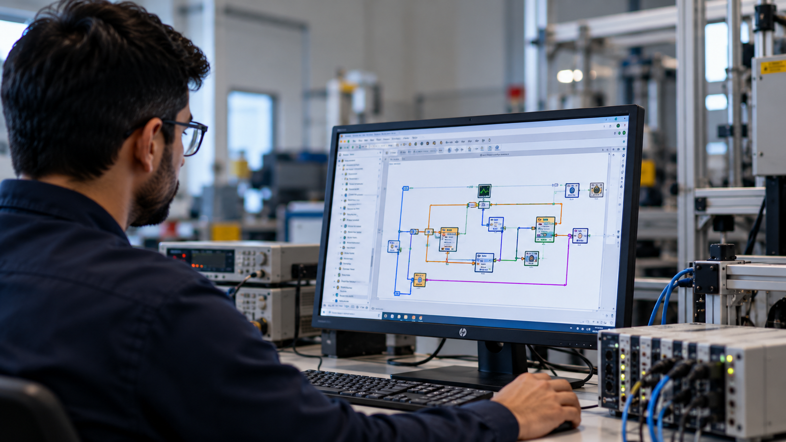 LabVIEW application development workstation in an industrial engineering lab